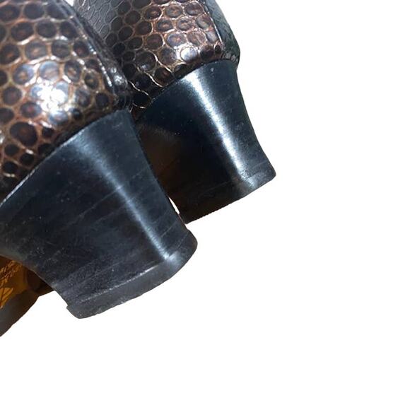 Enzo Molteni Brown Patchwork Tortoise Block Heel Slip On Shoe Women SZ 5.5 - Picture 9 of 11